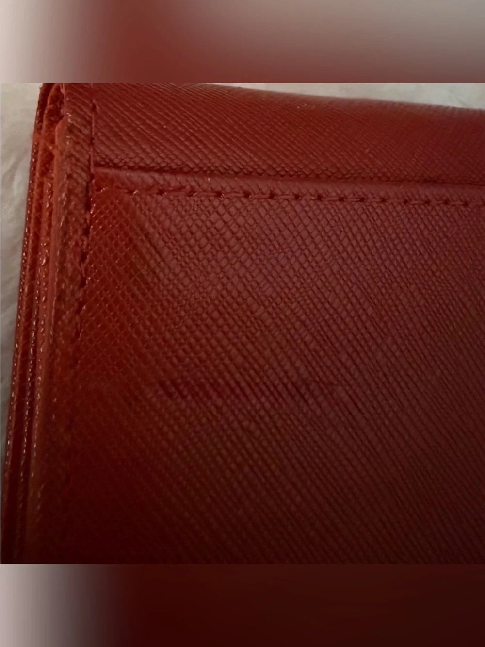 Red Saffiano Vegan Leather Style Continental Wallet Gold Medallion Snap Closure